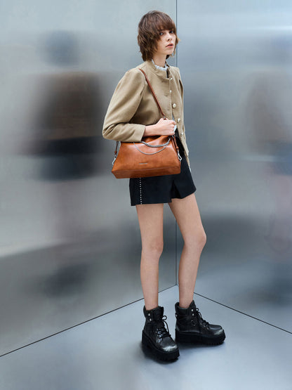 CHARLES & KEITH Featured | Atwood Chain Convertible Hobo Bag - Distressed Tan