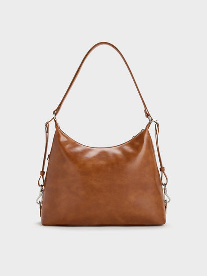 CHARLES & KEITH Featured | Atwood Chain Convertible Hobo Bag - Distressed Tan