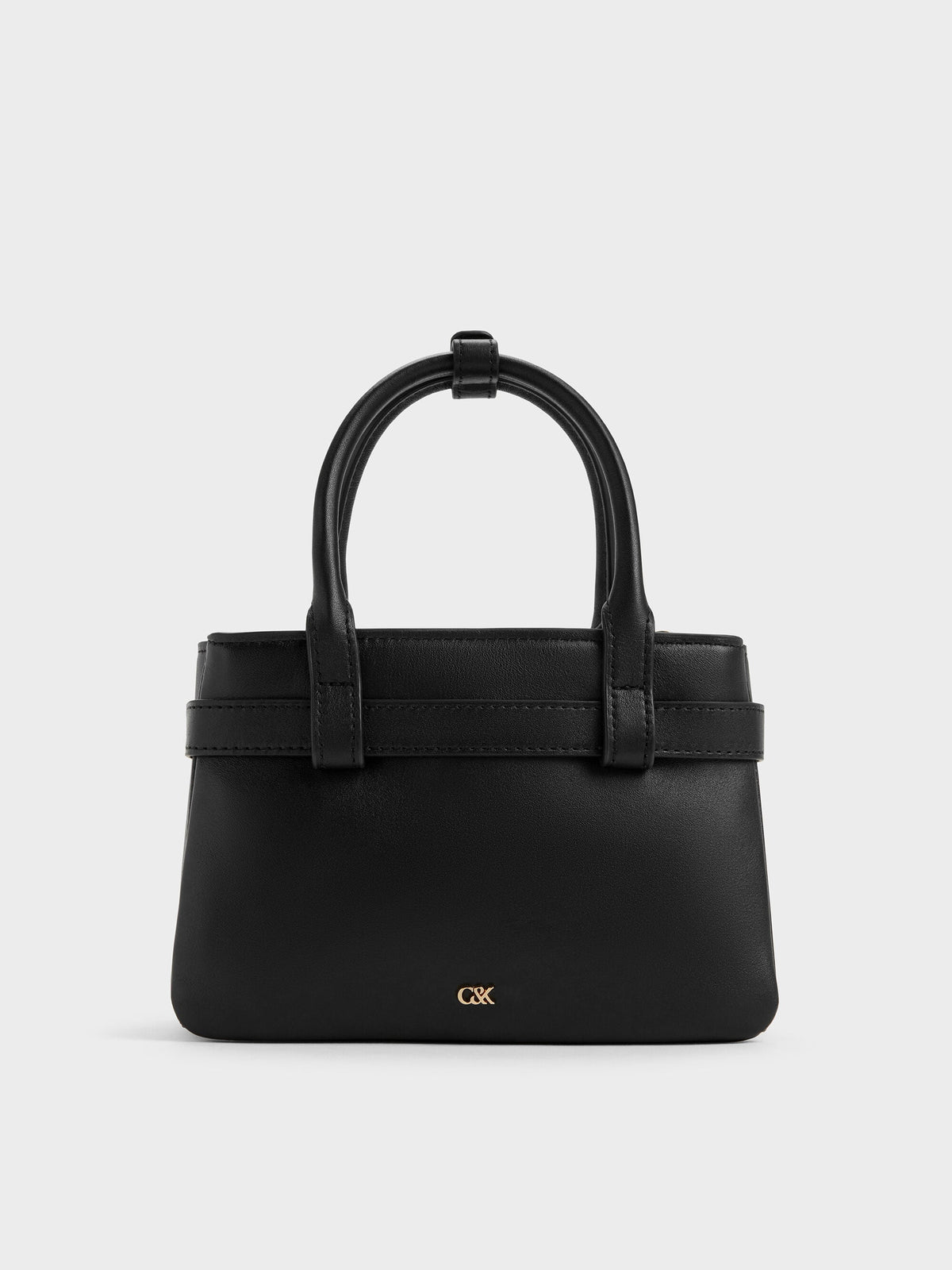CHARLES & KEITH Classic | Jody Leather Belted Tote Bag - Black