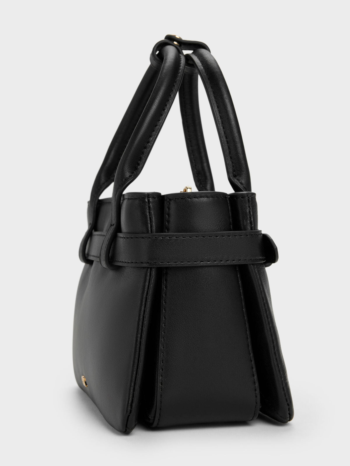 CHARLES & KEITH Classic | Jody Leather Belted Tote Bag - Black