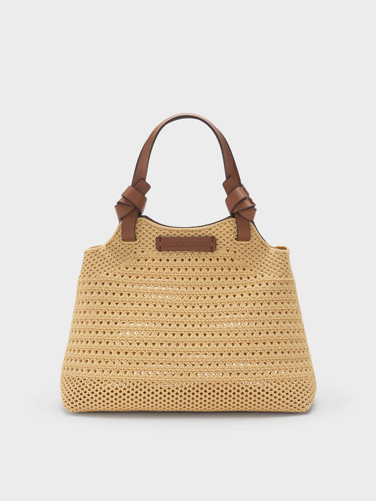 CHARLES & KEITH Discount | Mini Ida Knitted Tote Bag - Beige
