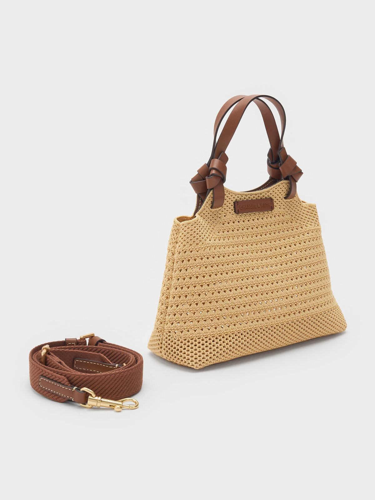 CHARLES & KEITH Discount | Mini Ida Knitted Tote Bag - Beige
