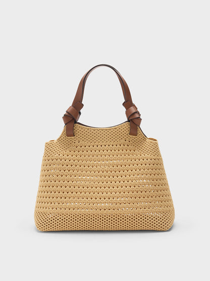 CHARLES & KEITH Discount | Mini Ida Knitted Tote Bag - Beige