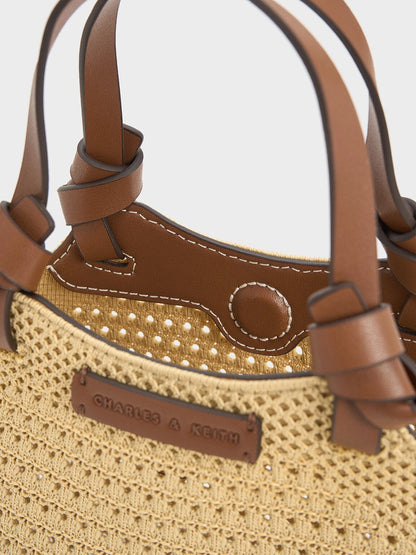 CHARLES & KEITH Discount | Mini Ida Knitted Tote Bag - Beige