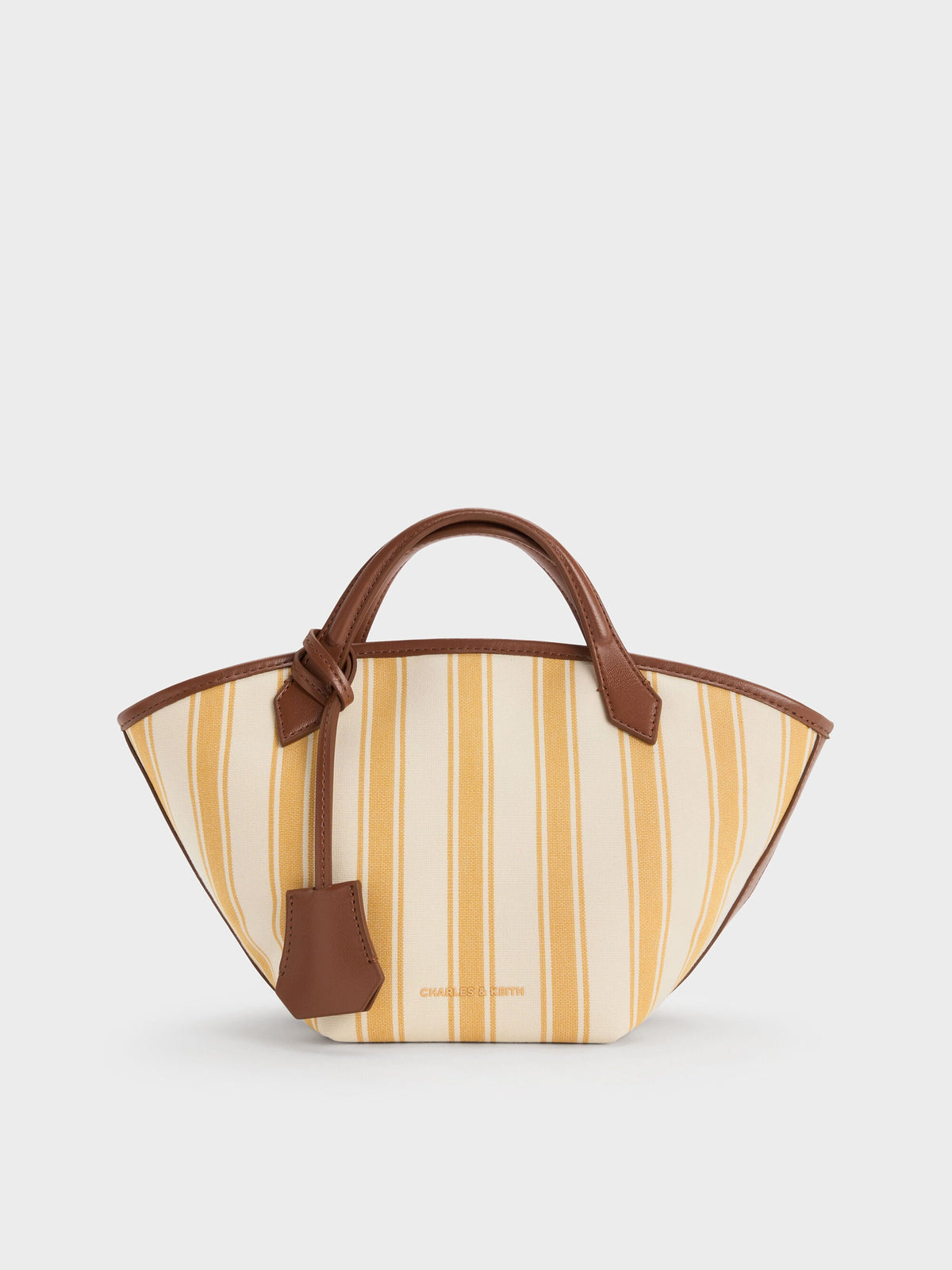 CHARLES & KEITH Discount | Mini Ivanna Canvas Striped Tote Bag - Butterscotch Yellow
