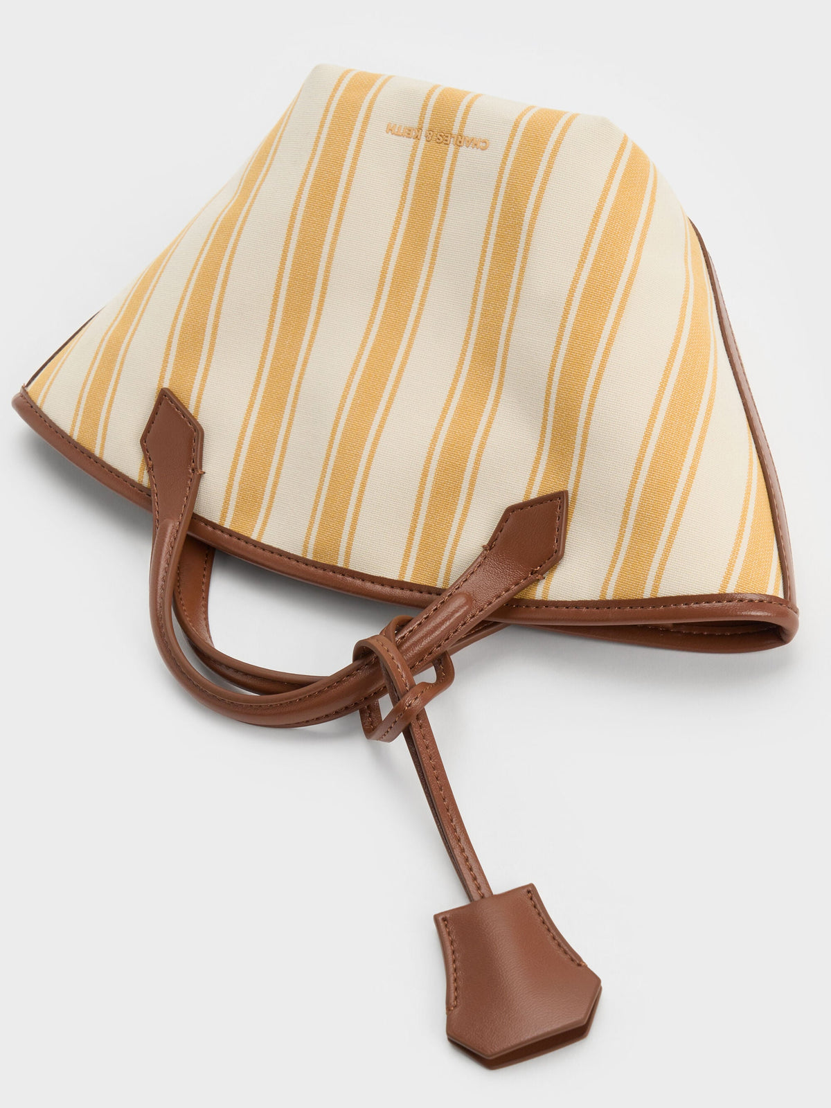 CHARLES & KEITH Discount | Mini Ivanna Canvas Striped Tote Bag - Butterscotch Yellow