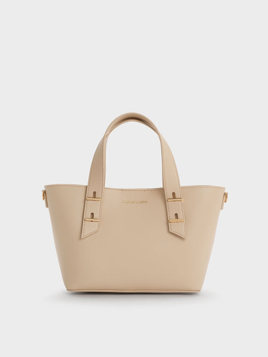 CHARLES & KEITH Sale | Mini Shania Tote Bag - Dusted Oat