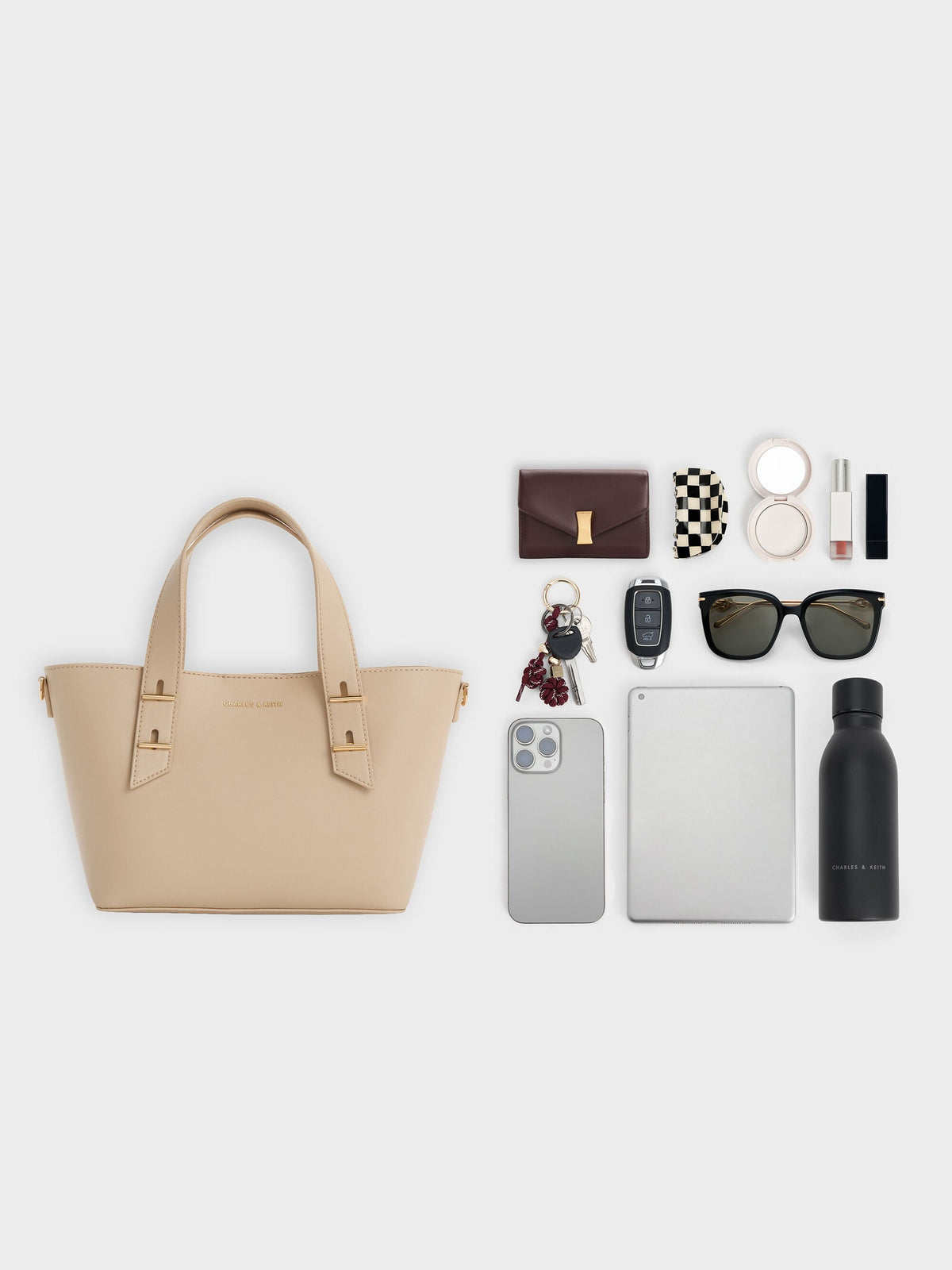 CHARLES & KEITH Sale | Mini Shania Tote Bag - Dusted Oat