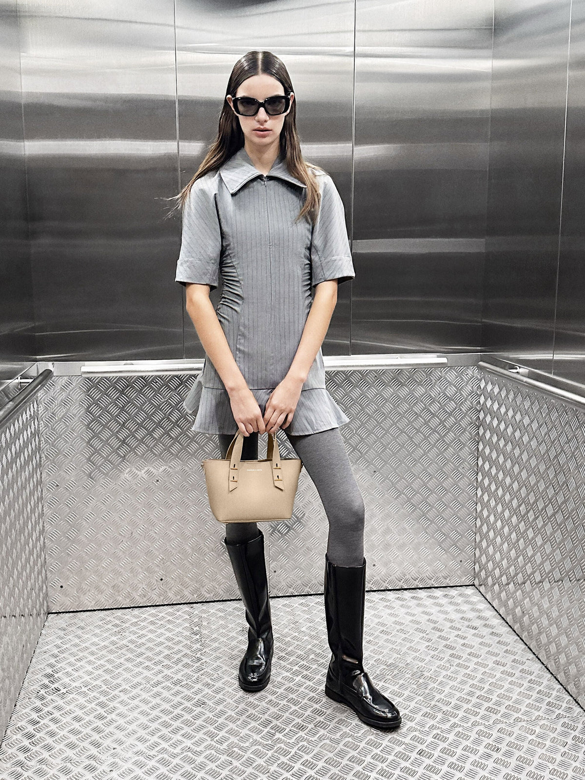CHARLES & KEITH Sale | Mini Shania Tote Bag - Dusted Oat