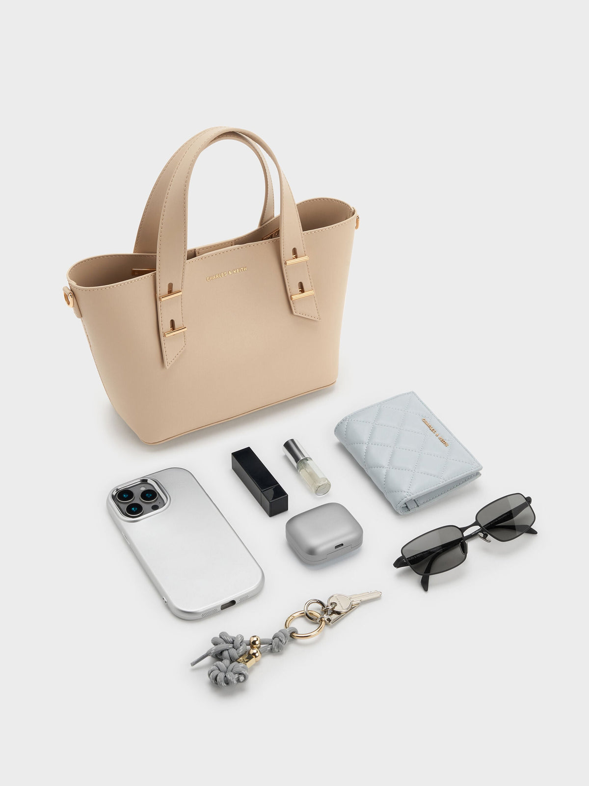 CHARLES & KEITH Sale | Mini Shania Tote Bag - Dusted Oat