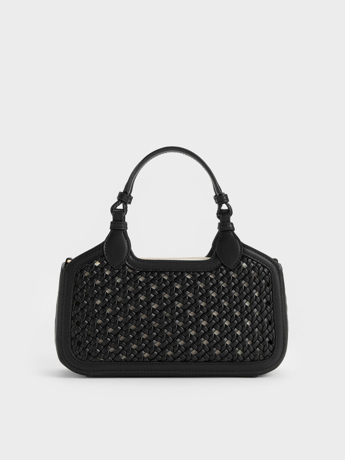 CHARLES & KEITH Hot Sale | Mini Azure Woven Tote Bag - Black