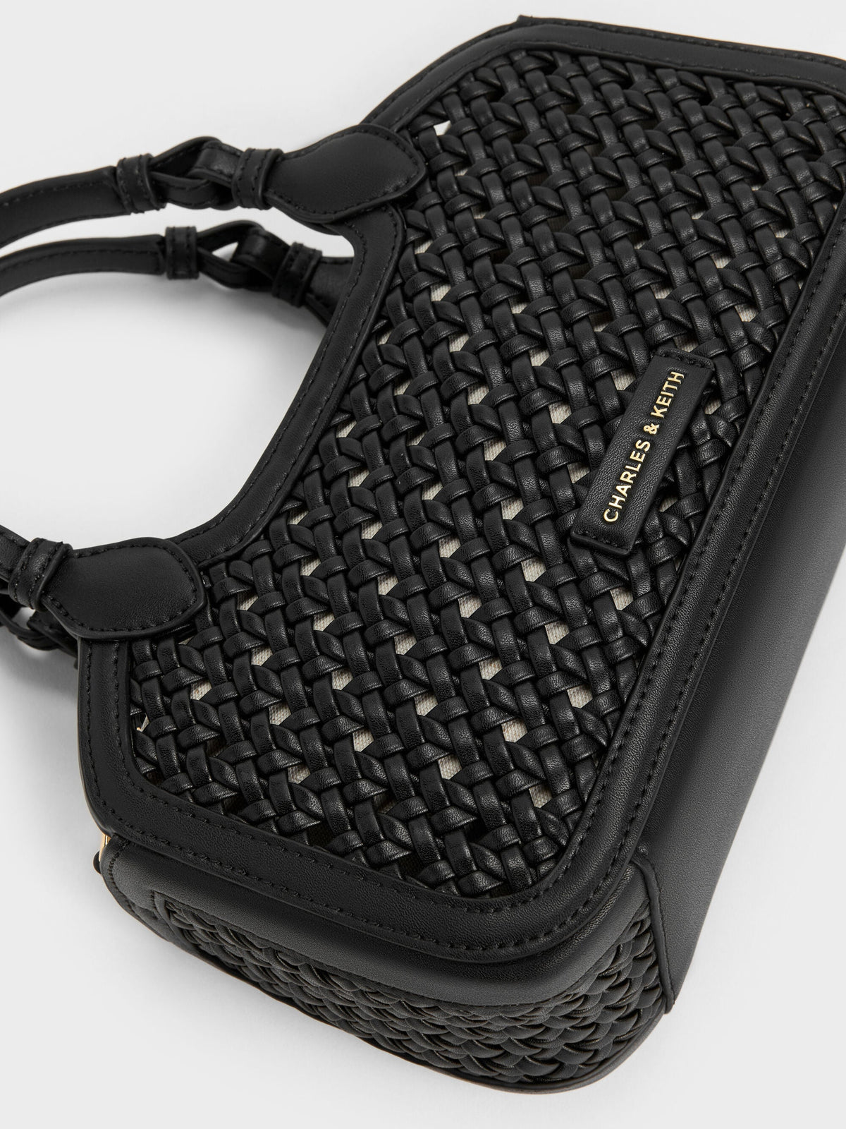 CHARLES & KEITH Hot Sale | Mini Azure Woven Tote Bag - Black
