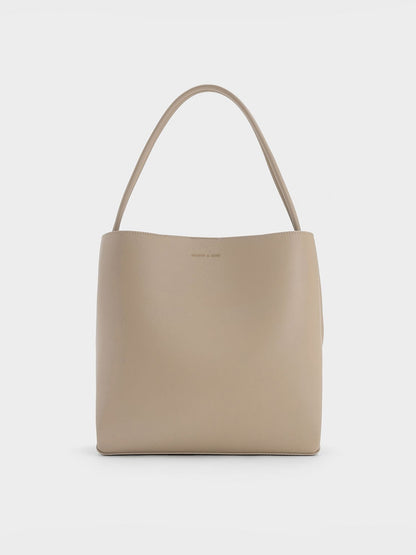 CHARLES & KEITH Signature | Leia Tote Bag - Taupe