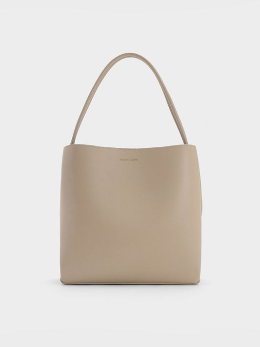 CHARLES & KEITH Signature | Leia Tote Bag - Taupe