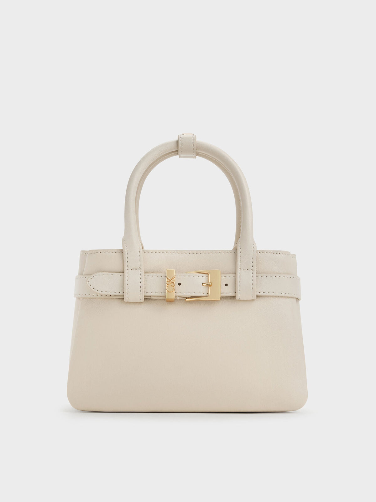 CHARLES & KEITH Recommended | Jody Leather Belted Tote Bag - Chalk