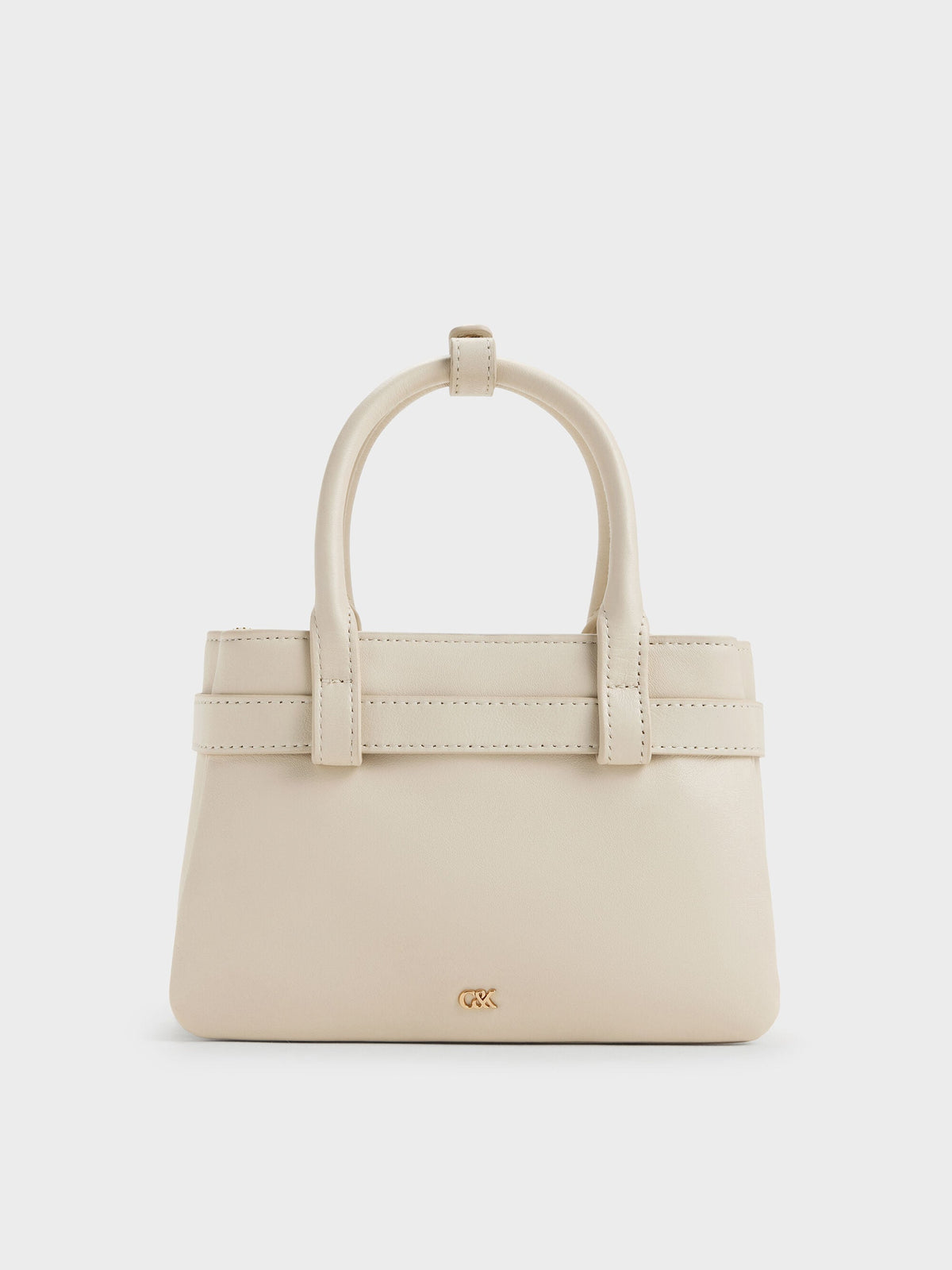 CHARLES & KEITH Recommended | Jody Leather Belted Tote Bag - Chalk