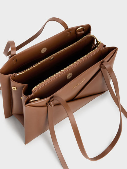 CHARLES & KEITH Best Price | Midori Geometric Tote Bag - Chocolate