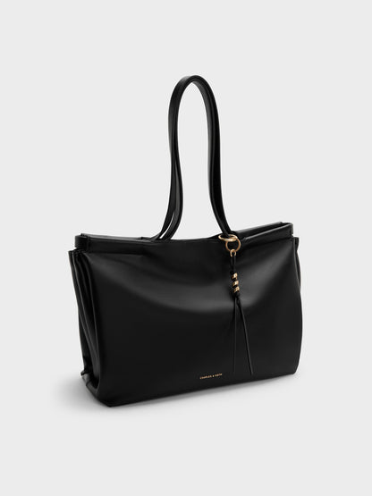 CHARLES & KEITH Special Offer | XL Zephyr Tassel Tote Bag - Black