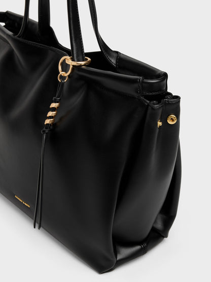 CHARLES & KEITH Special Offer | XL Zephyr Tassel Tote Bag - Black