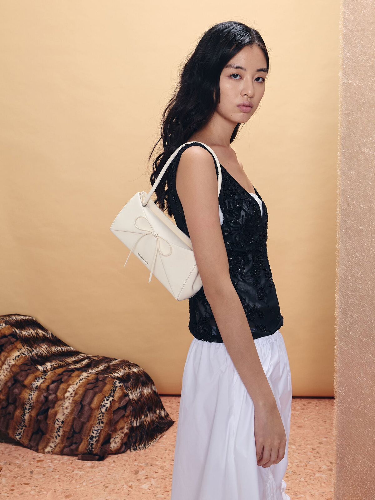 CHARLES & KEITH New | Hazel Bow Panelled Shoulder Bag - Cream