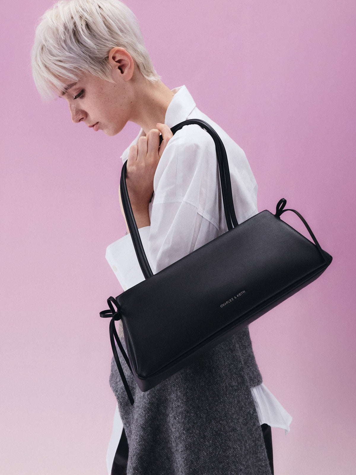 CHARLES & KEITH Exclusive | Hazel Bow Shoulder Bag - Noir