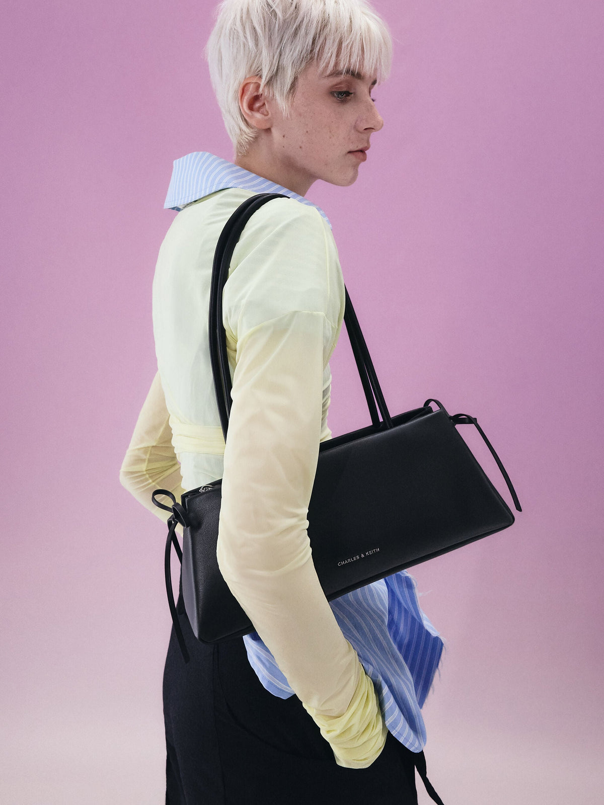 CHARLES & KEITH Exclusive | Hazel Bow Shoulder Bag - Noir