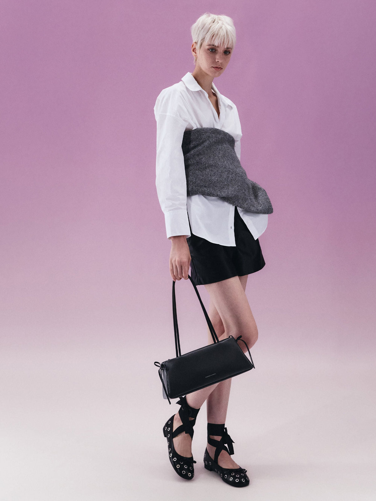 CHARLES & KEITH Exclusive | Hazel Bow Shoulder Bag - Noir