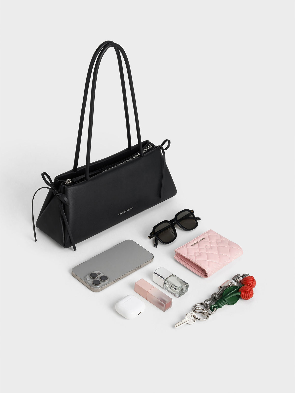 CHARLES & KEITH Exclusive | Hazel Bow Shoulder Bag - Noir