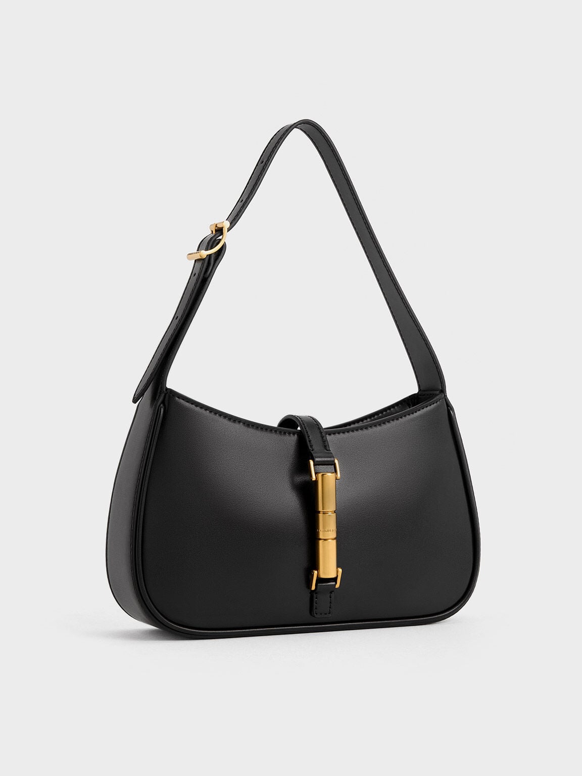 CHARLES & KEITH Trending | Cesia Metallic-Accent Shoulder Bag - Black