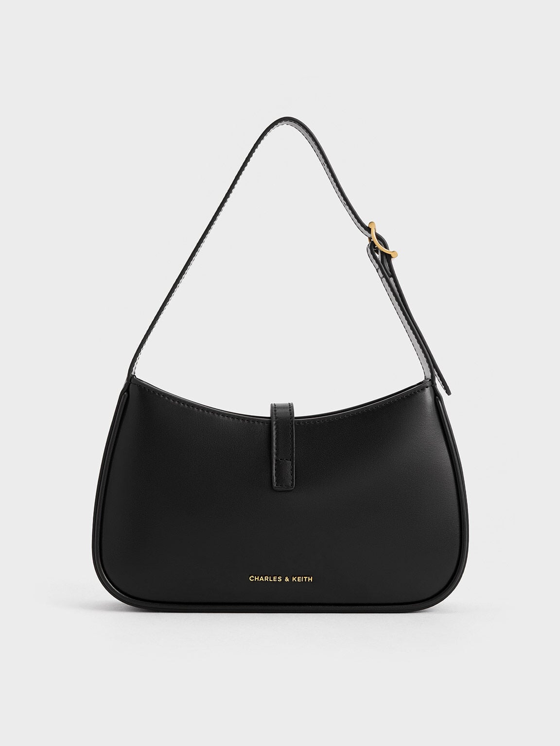 CHARLES & KEITH Trending | Cesia Metallic-Accent Shoulder Bag - Black
