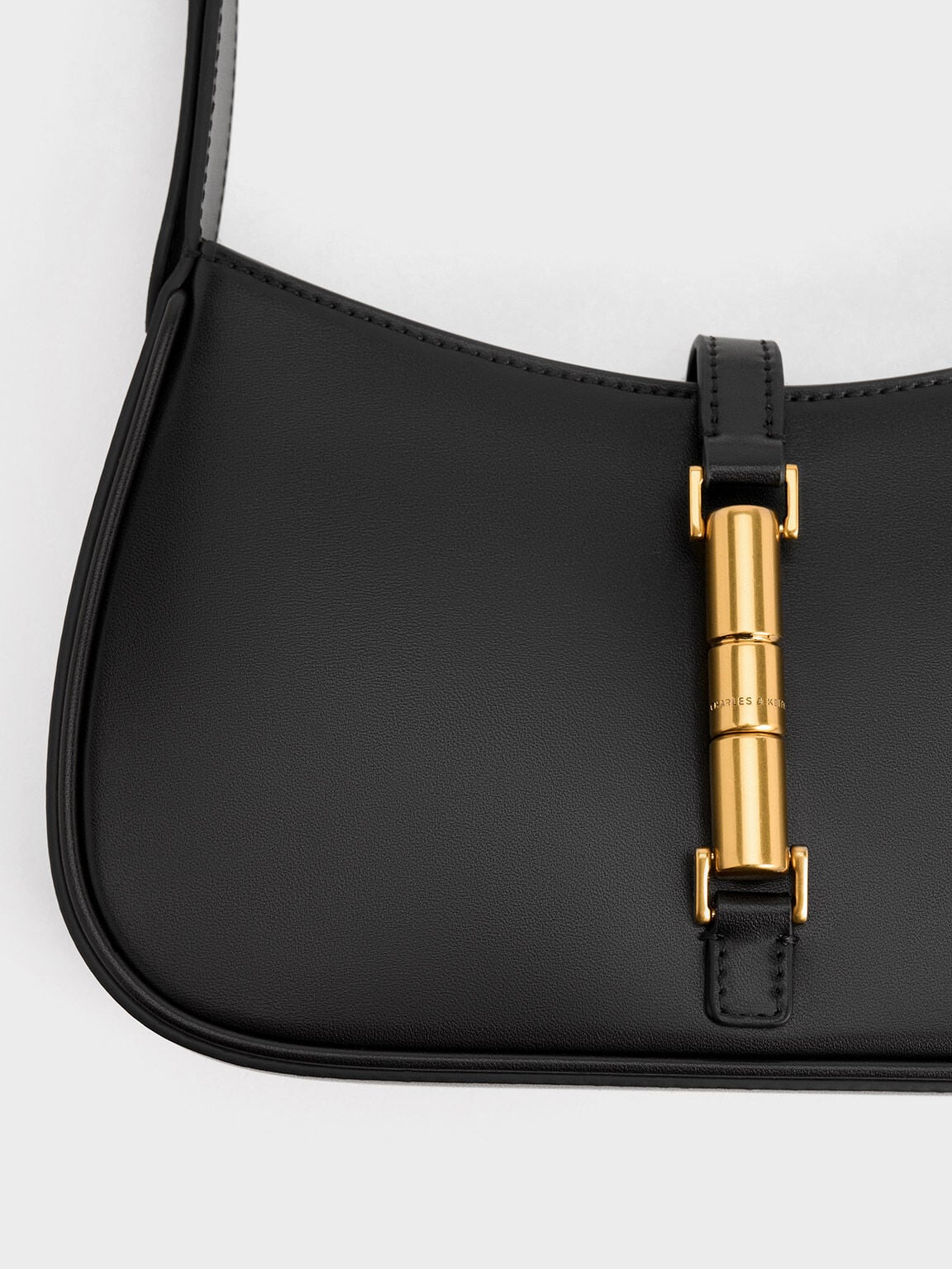 CHARLES & KEITH Trending | Cesia Metallic-Accent Shoulder Bag - Black