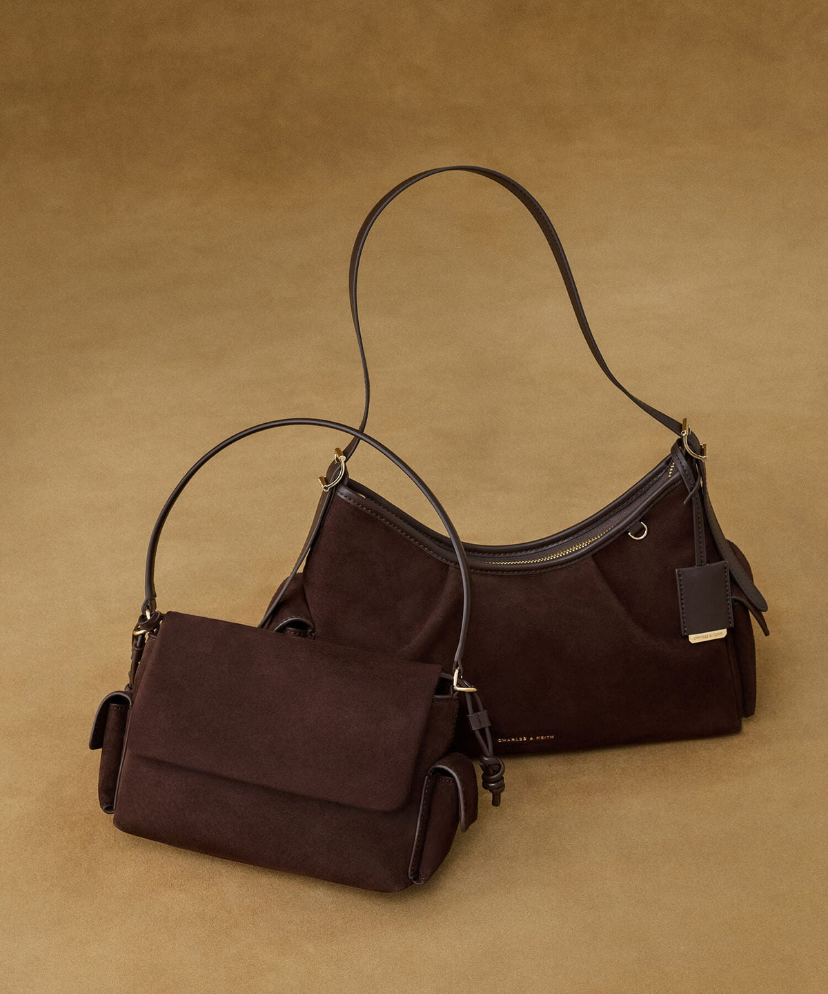 CHARLES & KEITH Everyday | Khai Ruched Top Handle Bag - Espresso Brown