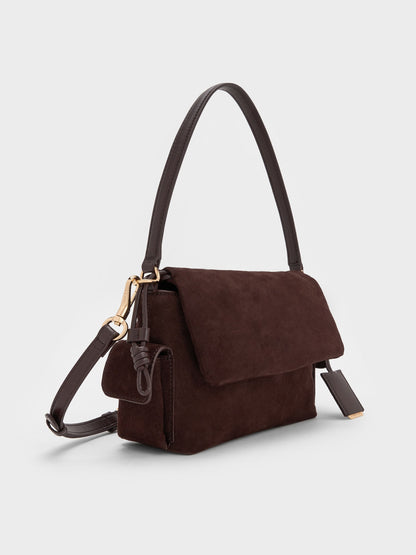 CHARLES & KEITH Everyday | Khai Ruched Top Handle Bag - Espresso Brown