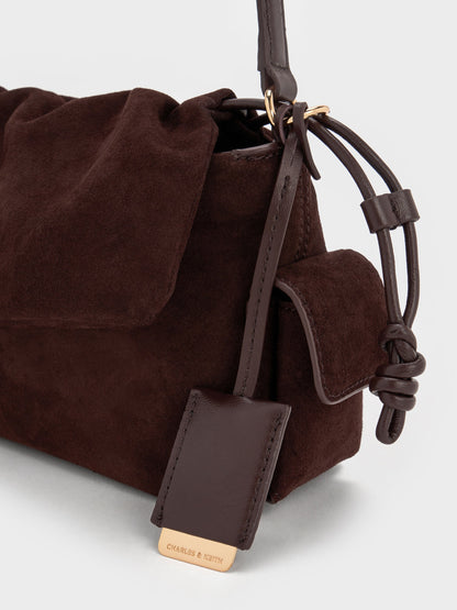 CHARLES & KEITH Everyday | Khai Ruched Top Handle Bag - Espresso Brown