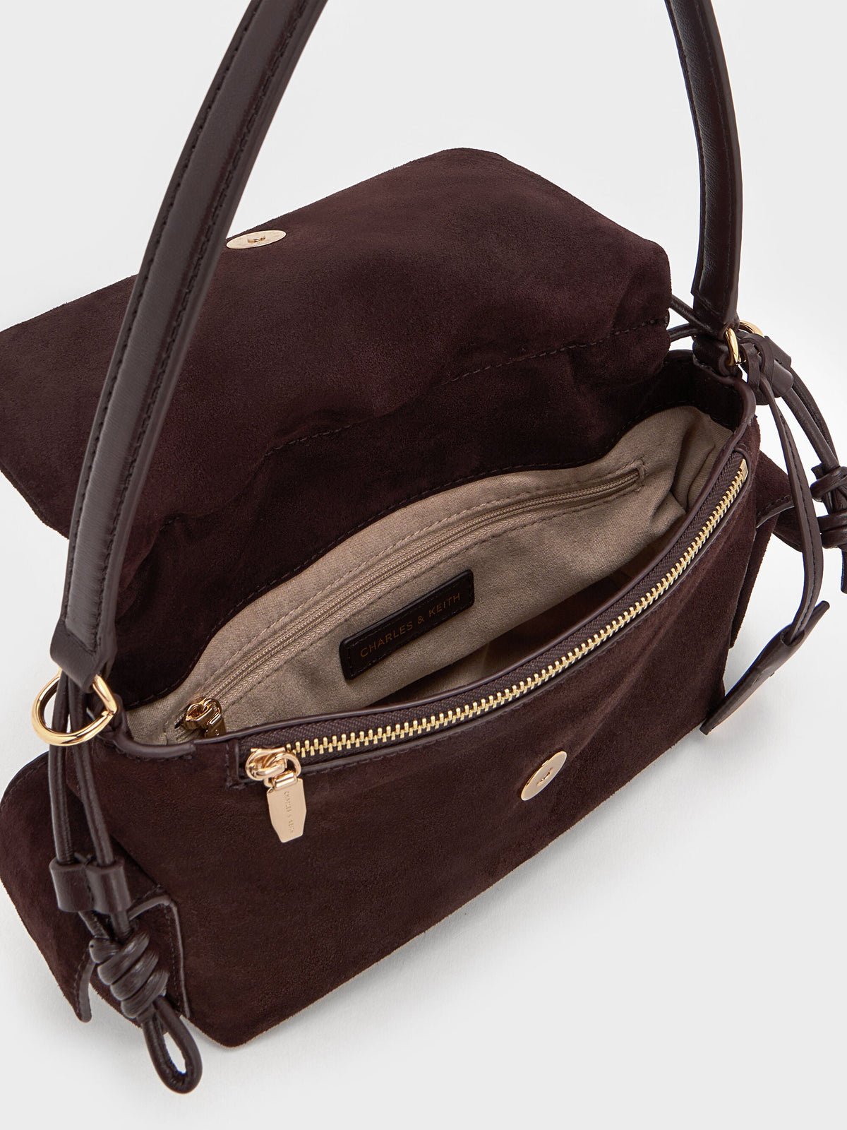 CHARLES & KEITH Everyday | Khai Ruched Top Handle Bag - Espresso Brown