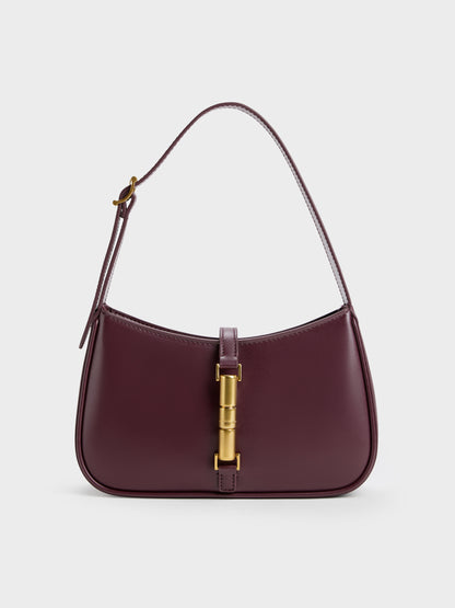 CHARLES & KEITH Trending | Cesia Metallic-Accent Shoulder Bag - Wineberry Red