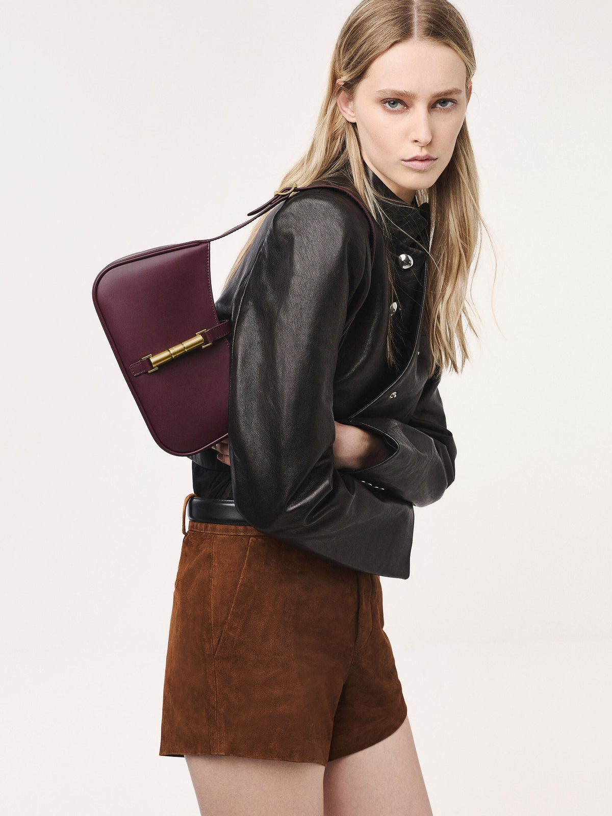 CHARLES & KEITH Trending | Cesia Metallic-Accent Shoulder Bag - Wineberry Red