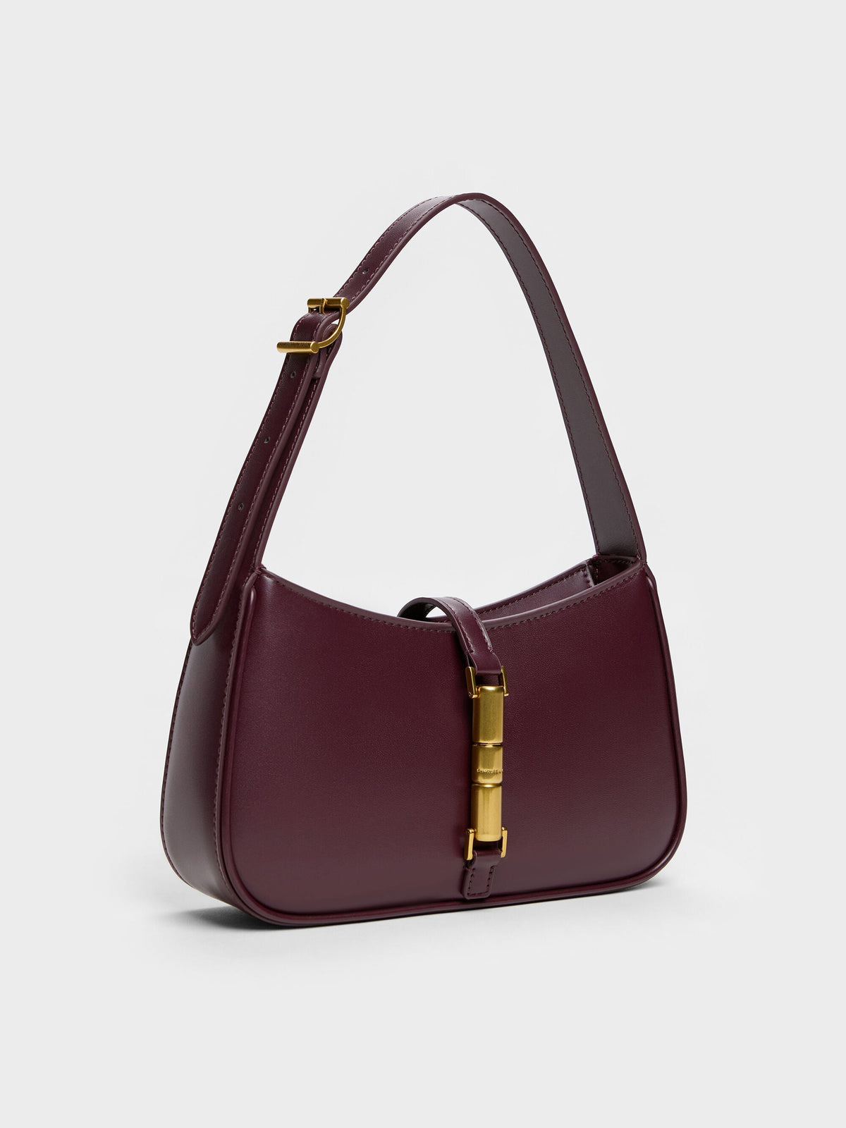 CHARLES & KEITH Trending | Cesia Metallic-Accent Shoulder Bag - Wineberry Red