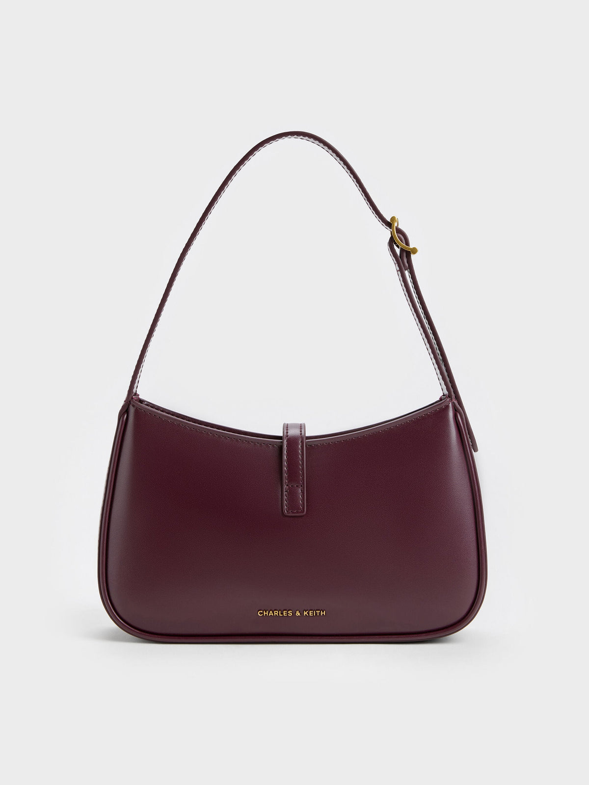 CHARLES & KEITH Trending | Cesia Metallic-Accent Shoulder Bag - Wineberry Red