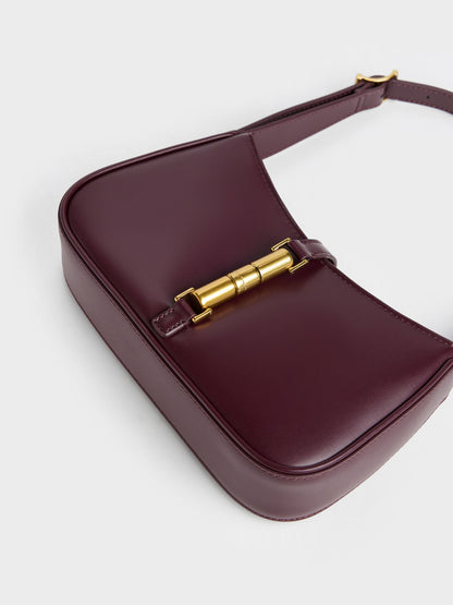 CHARLES & KEITH Trending | Cesia Metallic-Accent Shoulder Bag - Wineberry Red