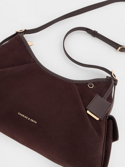 CHARLES & KEITH Popular | Khai Side-Pocket Shoulder Bag - Espresso Brown