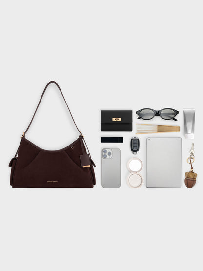 CHARLES & KEITH Popular | Khai Side-Pocket Shoulder Bag - Espresso Brown