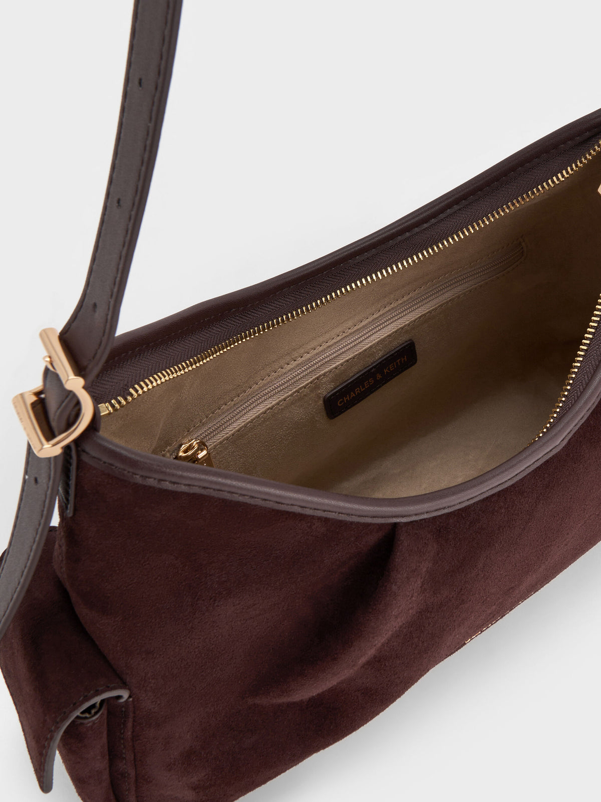 CHARLES & KEITH Popular | Khai Side-Pocket Shoulder Bag - Espresso Brown