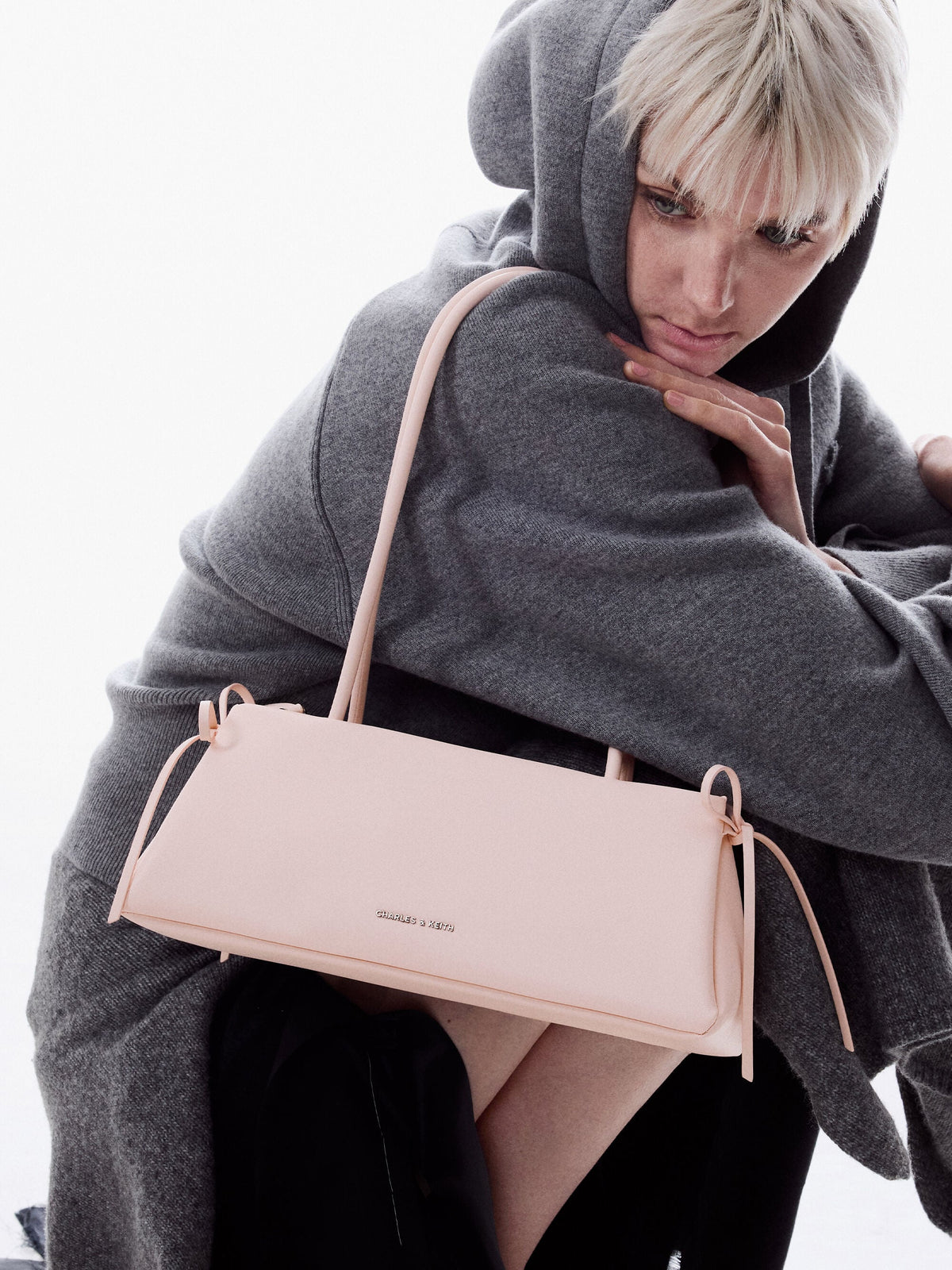 CHARLES & KEITH Trusted | Hazel Bow Shoulder Bag - Soft Pink