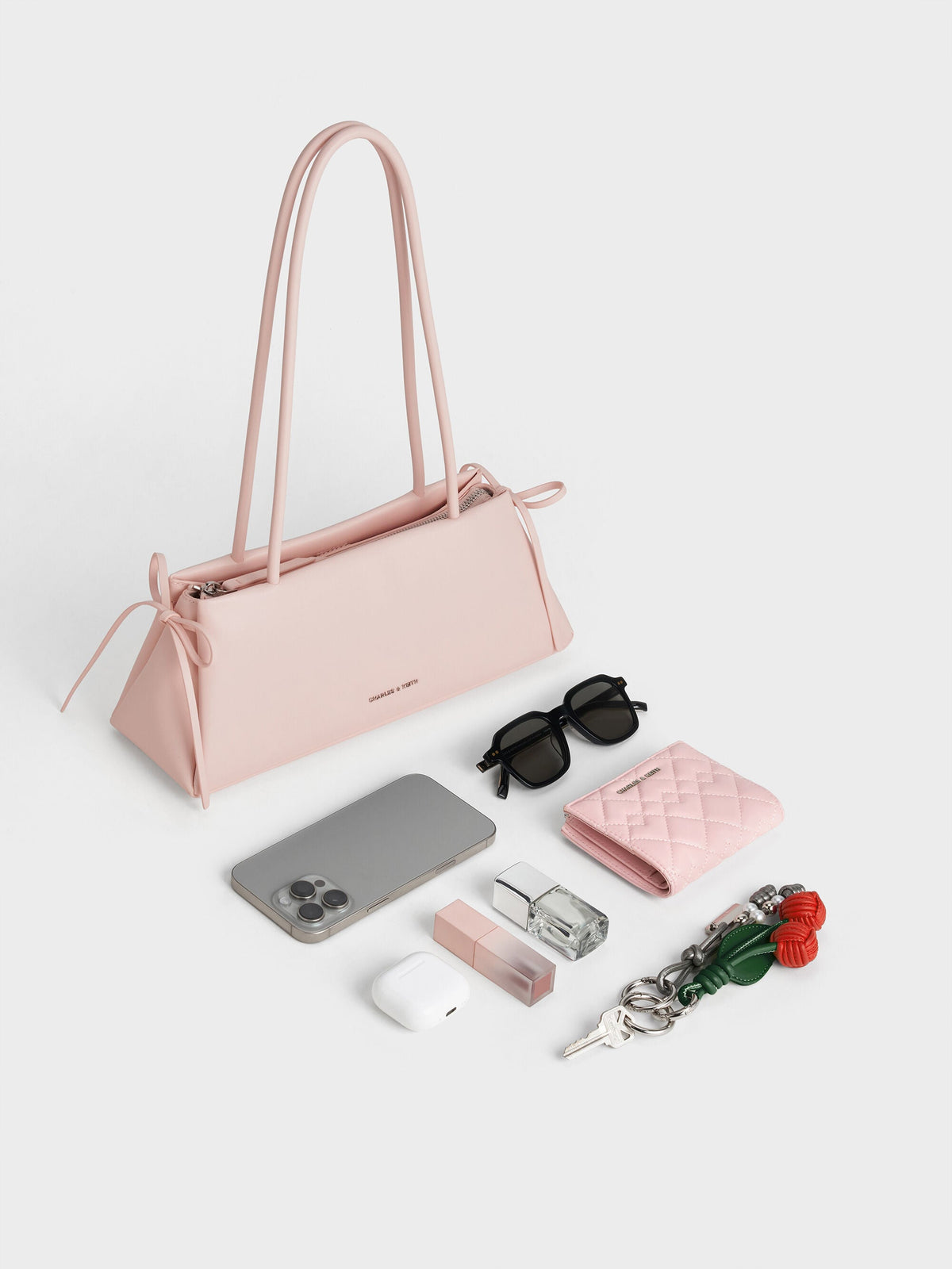 CHARLES & KEITH Trusted | Hazel Bow Shoulder Bag - Soft Pink