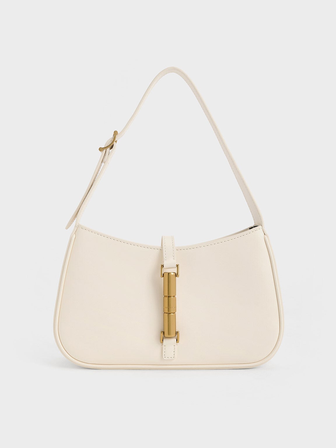 CHARLES & KEITH Top Pick | Cesia Metallic-Accent Shoulder Bag - Cream