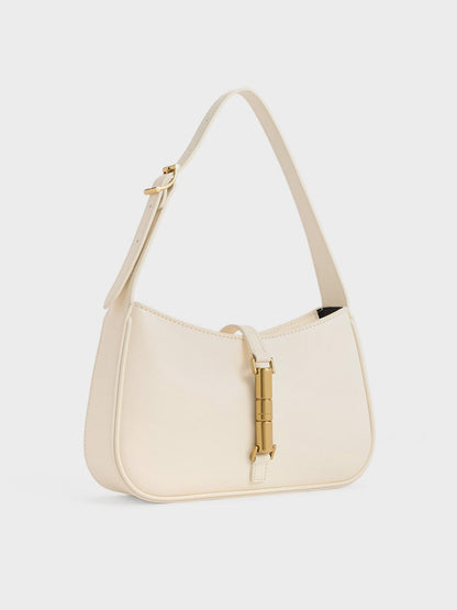 CHARLES & KEITH Top Pick | Cesia Metallic-Accent Shoulder Bag - Cream