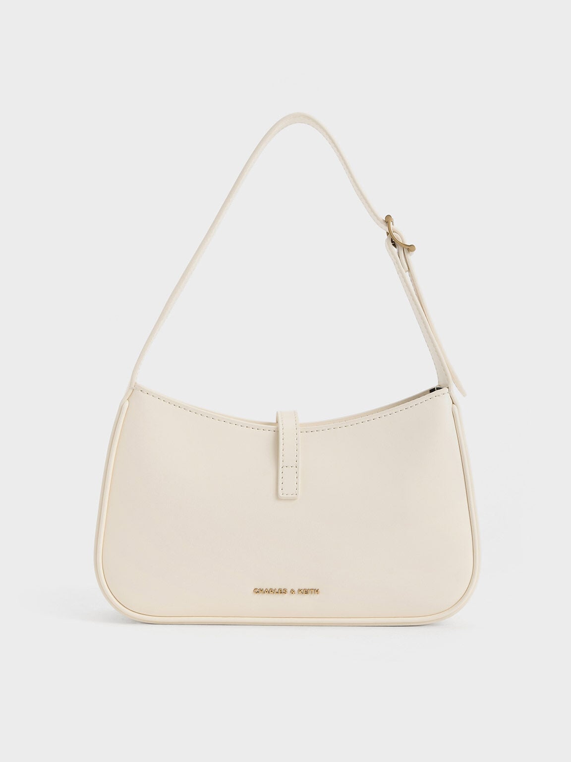 CHARLES & KEITH Top Pick | Cesia Metallic-Accent Shoulder Bag - Cream