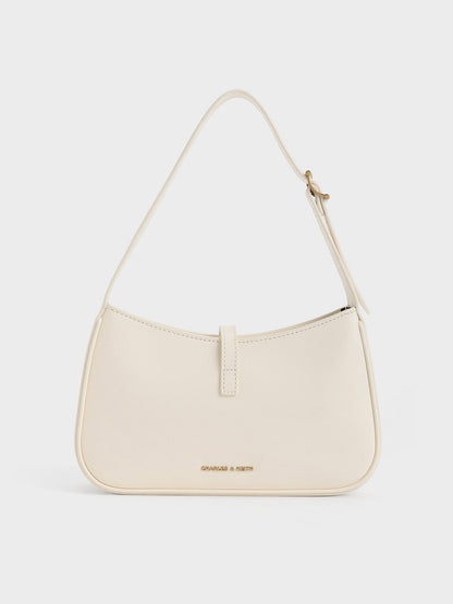 CHARLES & KEITH Top Pick | Cesia Metallic-Accent Shoulder Bag - Cream