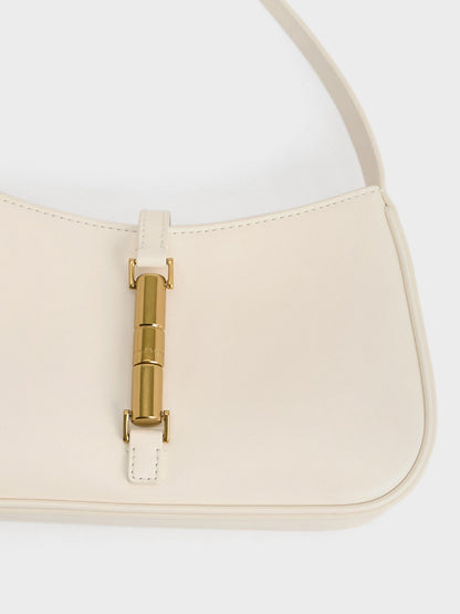 CHARLES & KEITH Top Pick | Cesia Metallic-Accent Shoulder Bag - Cream
